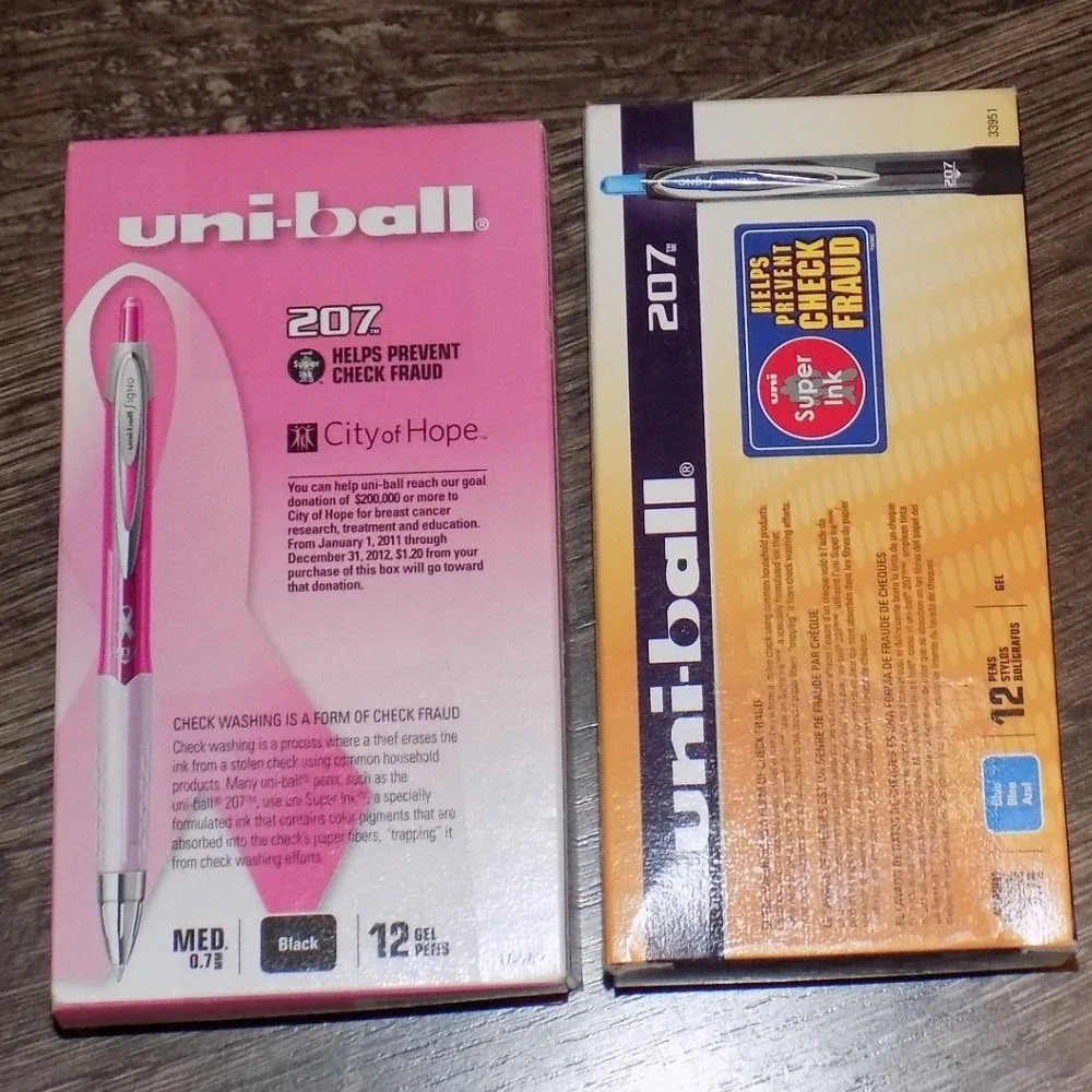 Uni-ball 207 Gel Pens 24 Count Black and Blue Medium 0.7mm New Sealed Bundle